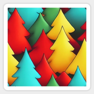 Christmas Tree Watercolor Geometric Design Sticker